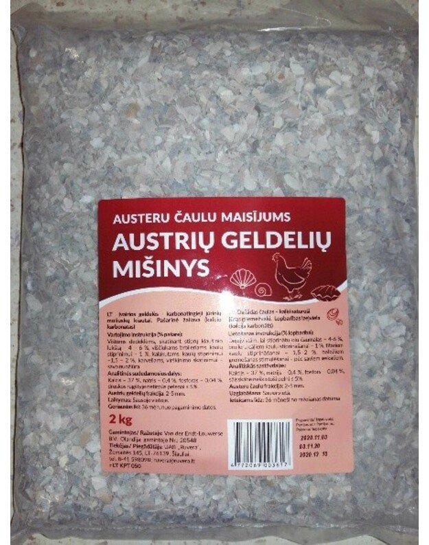 Sasmalcināti austeru gliemežvāki 2 kg. 2-5 mm