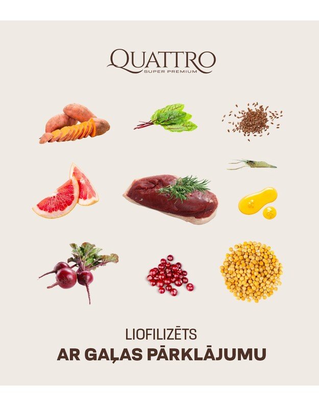Quattro bezgraudu sausā barība visu šķirņu kucēniem ar pīli 3kg 2