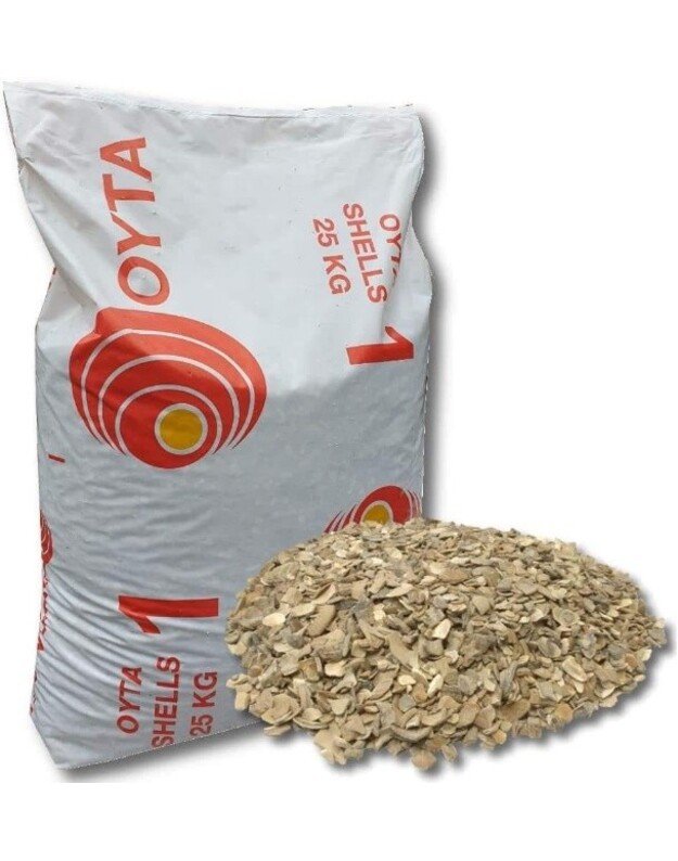 Sasmalcināti austeru gliemežvāki 25 kg.