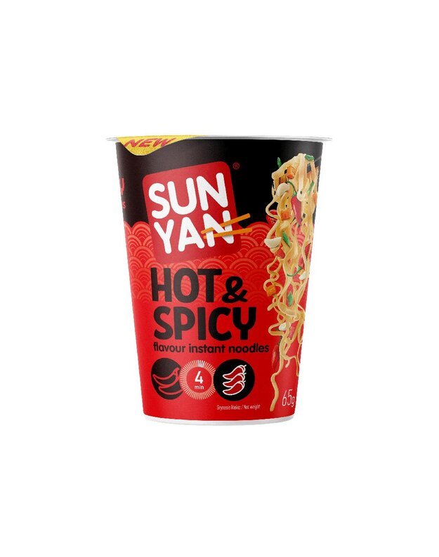 Ātri pagatavojamās nūdeles SUN YAN hot&Spicy 65g x 8gab.