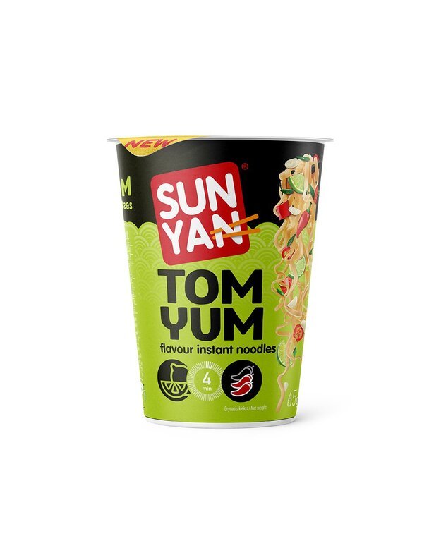 Ātri pagatavojamās nūdeles SUN YAN TOM YUM garša, 65g x 8gab.