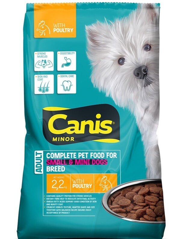 Canis Minor sausā barība mazo šķirņu suņiem ar mājputnu gaļu 2,2kg