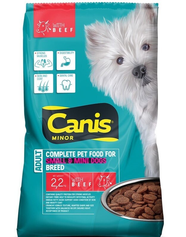 Canis Minor sausā barība mazo šķirņu suņiem ar liellopa gaļu 2,2kg