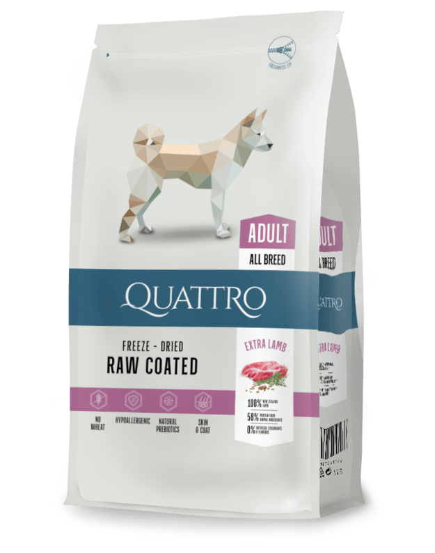 QUATTRO Extra Lamb ar jēra gaļas sauso suņu barību, 12kg